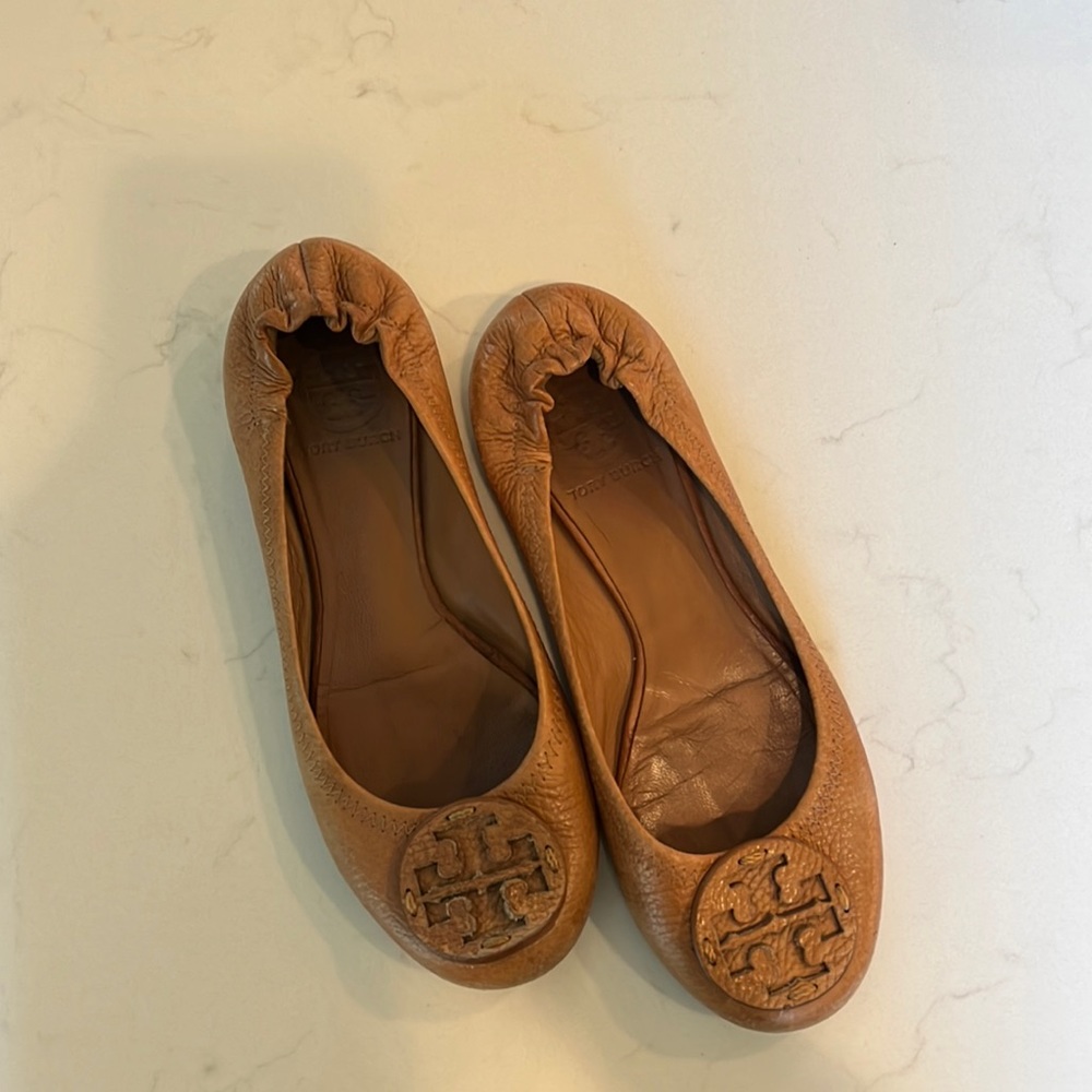Brown Tory Burch Leather Flats